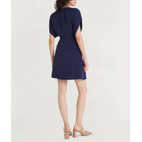 NEW LUXELY Evening Blue Short Sleeve Lush Satin Azalea Mini Dress Size 4 - Picture 2 of 11